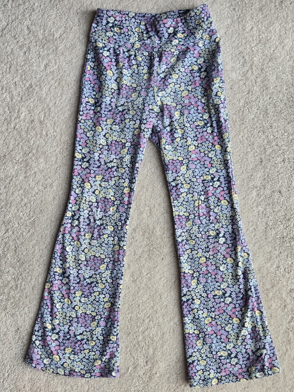 GAP Organic Cotton Floral Purple Kids Leggings with Yellow and Pink Flowers